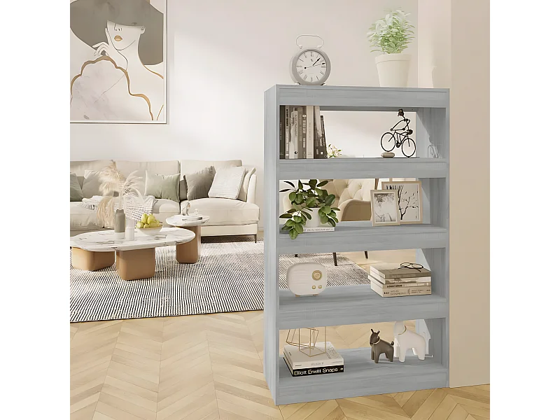 Estantería/divisor madera ingeniería gris Sonoma 80x30x135 cm