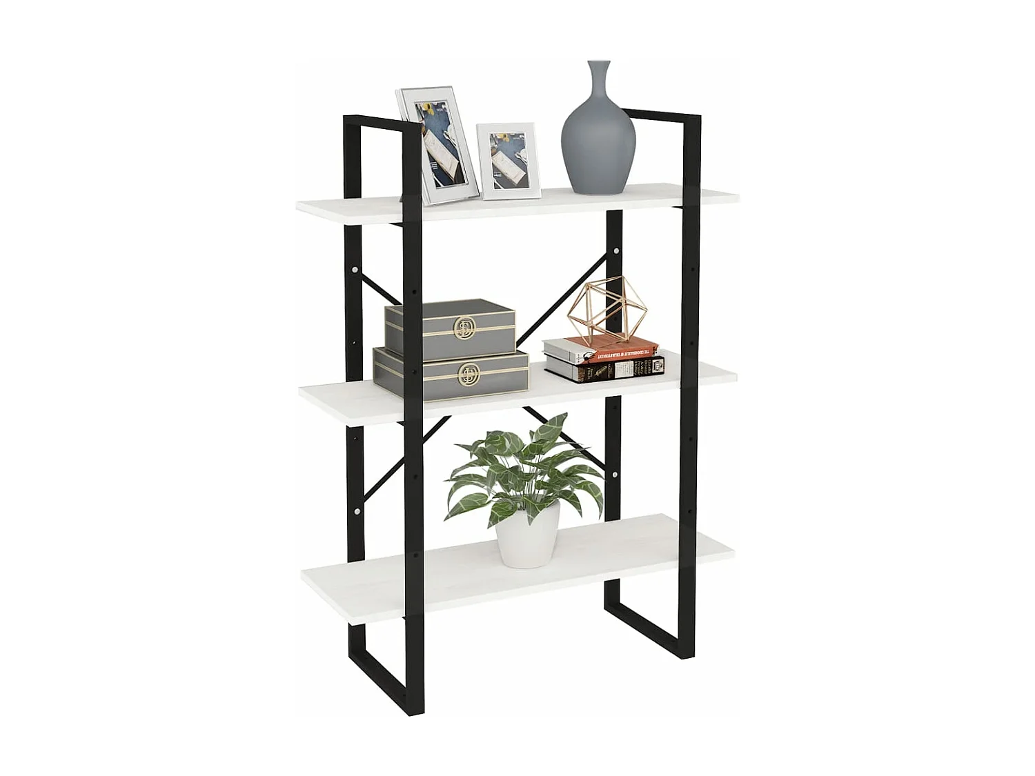 Bibliothèque à 3 niveaux Blanc 80x30x105 cm Bois de pin massif