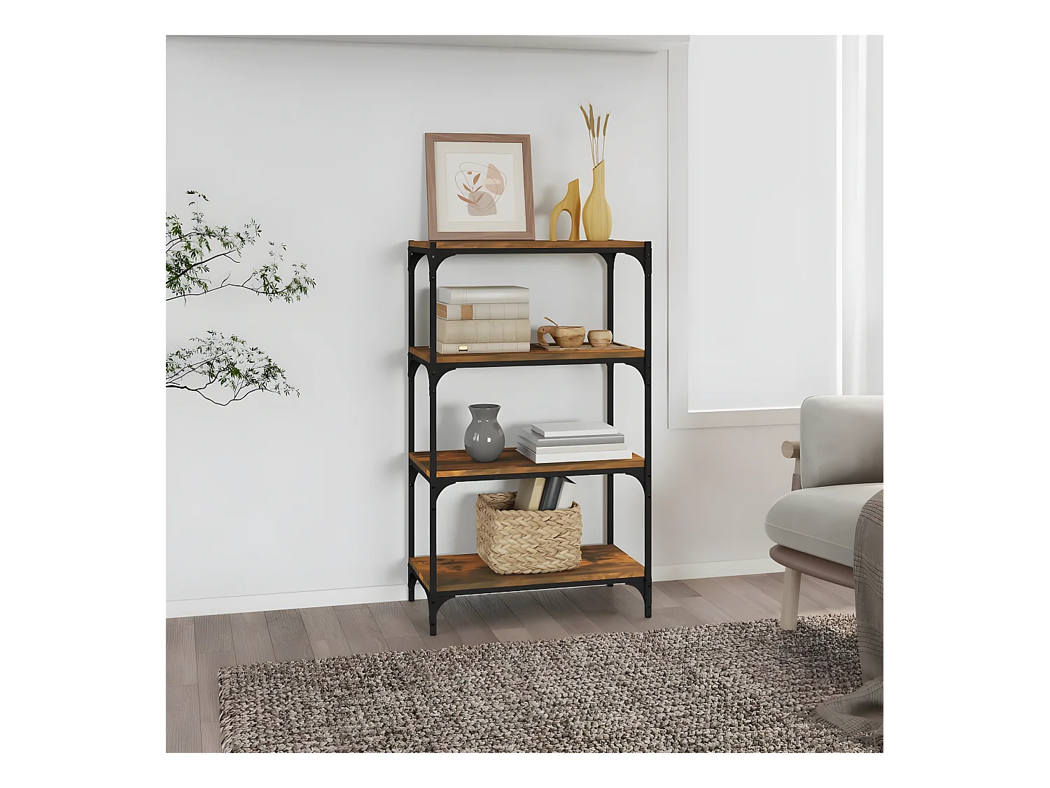 Bibliothèque Chêne fumé 60x33x100 cm Bois d'ingénierie