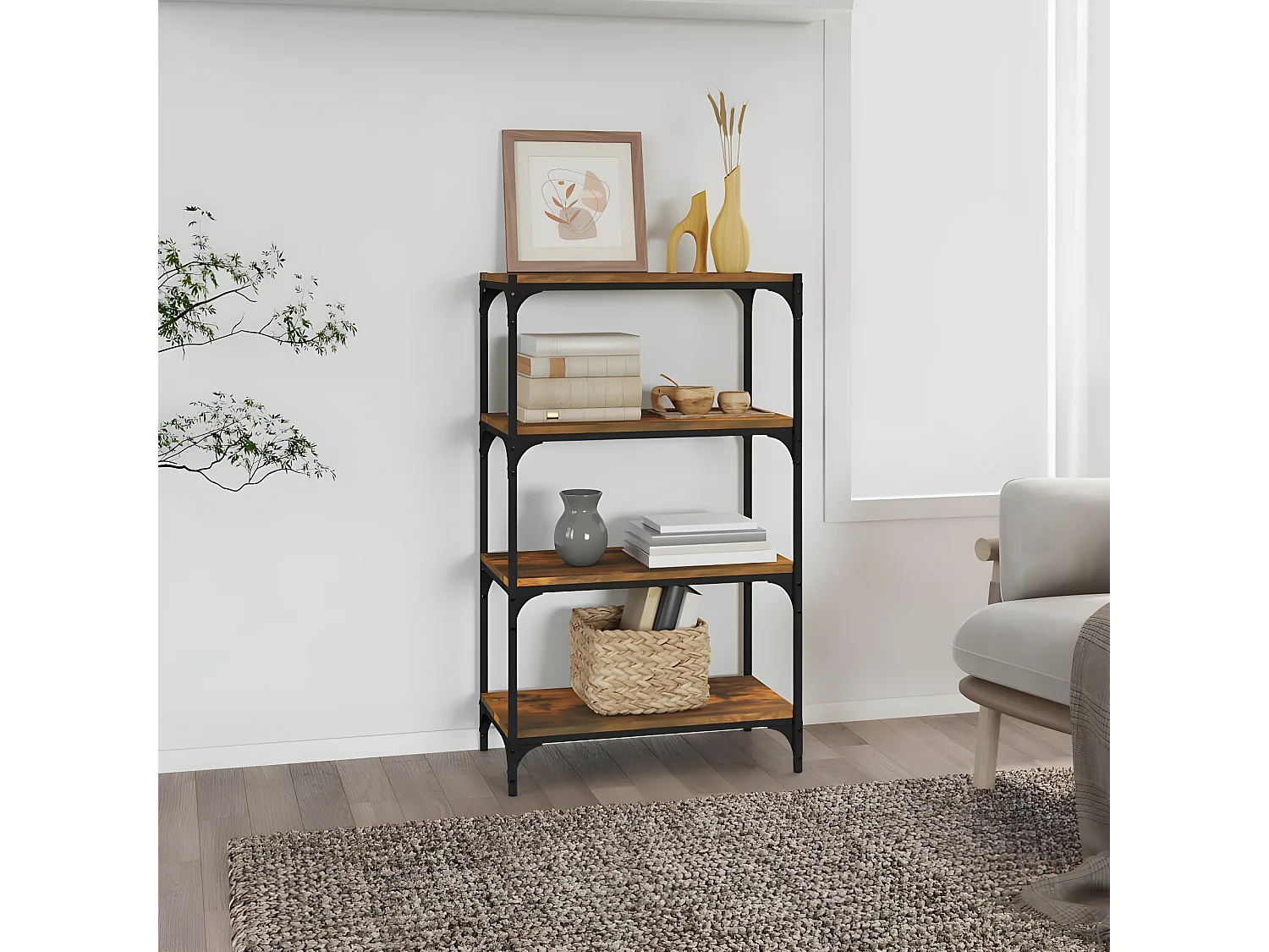 Bibliothèque Chêne fumé 60x33x100 cm Bois d'ingénierie