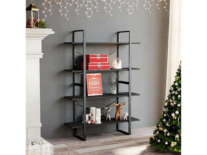 Estantería de 4 niveles madera contrachapada gris 40x30x140 cm