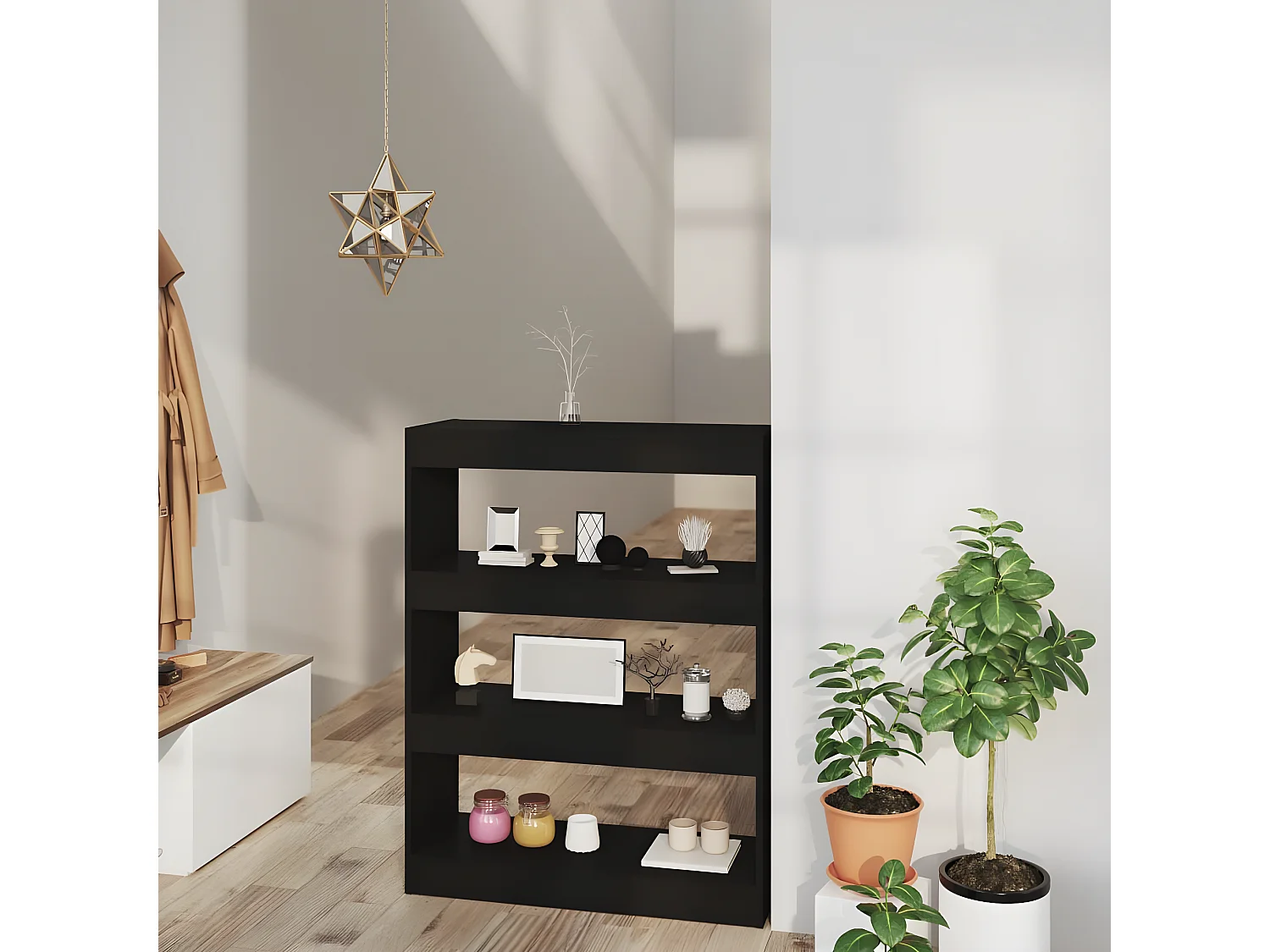 Bibliothèque/Cloison Noir 80x30x103 cm Bois d'ingénierie