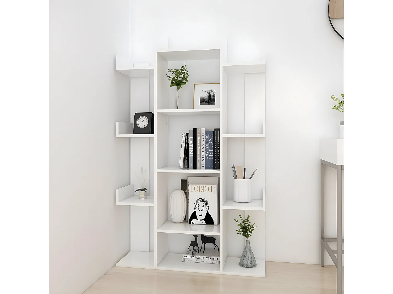 Bibliothèque Blanc 86x25,5x140 cm Aggloméré