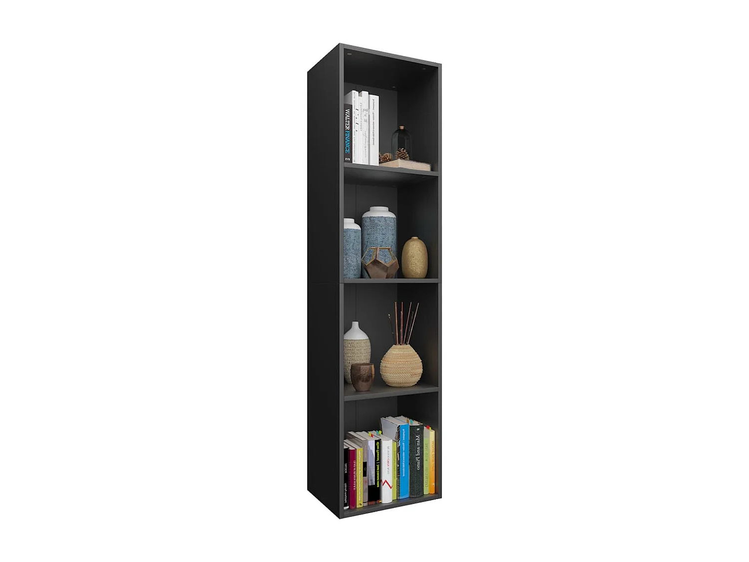 Estantería libros/mueble TV contrachapada negro 36x30x143 cm