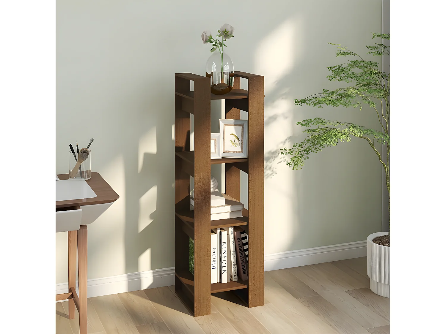 Bibliothèque/Cloison Marron miel 41x35x125 cm Bois massif