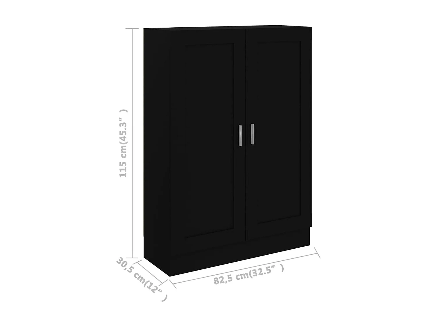 Bibliothèque Noir 82,5x30,5x115 cm Aggloméré