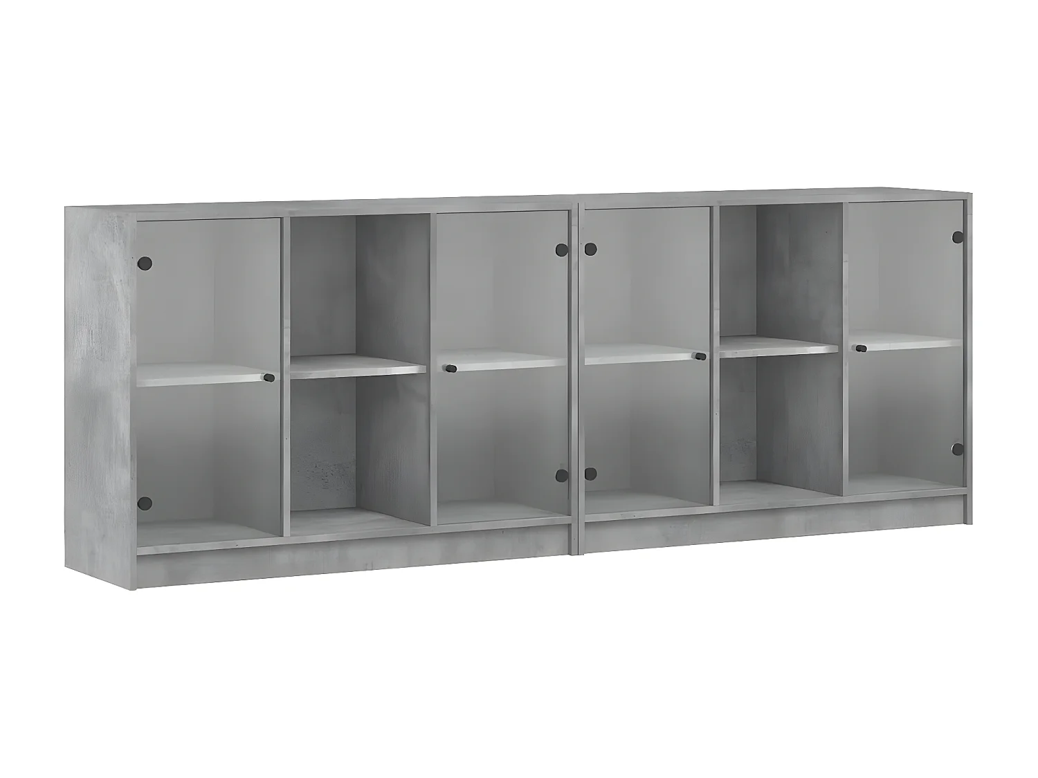 Bibliothèque avec portes gris béton 204x37x75 cm