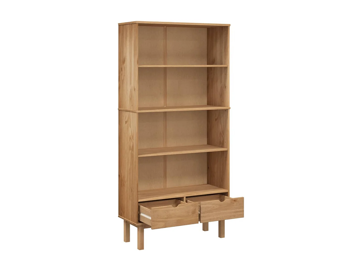 Bibliothèque OTTA avec 2 tiroirs Marron Bois massif pin