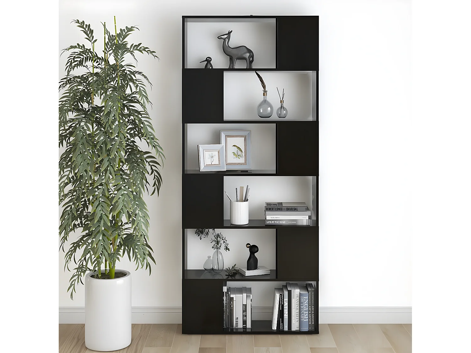 Estante/divisória 80x24x186 cm contraplacado preto