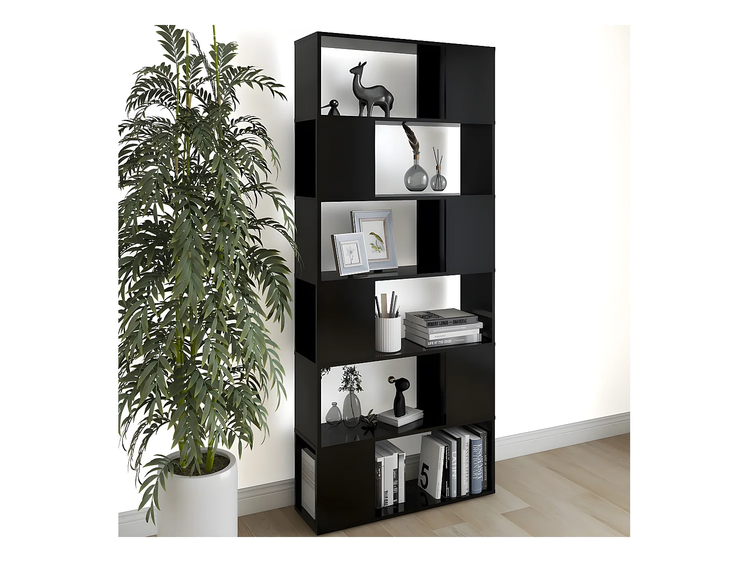 Bibliothèque/Séparateur de pièce Noir 80x24x186 cm Aggloméré