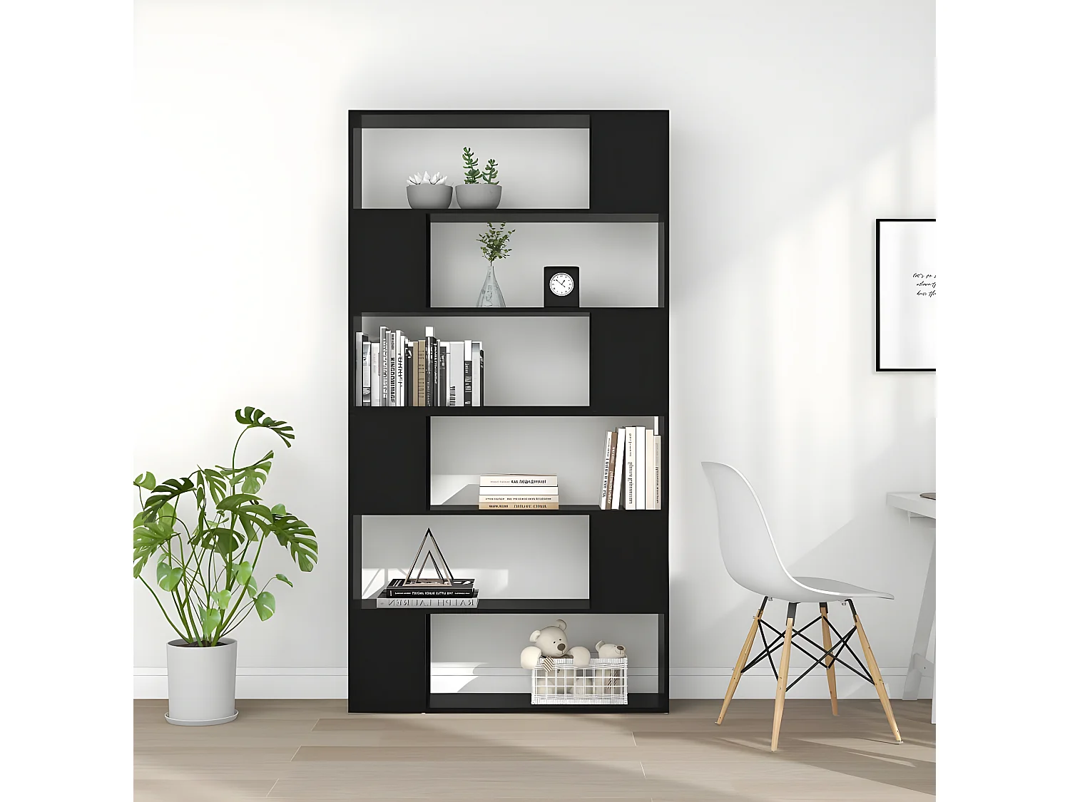 Bibliothèque/Séparateur de pièce Noir 100x24x188 cm