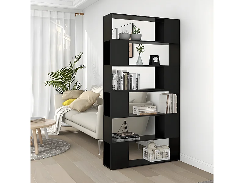 Bibliothèque/Séparateur de pièce Noir 100x24x188 cm