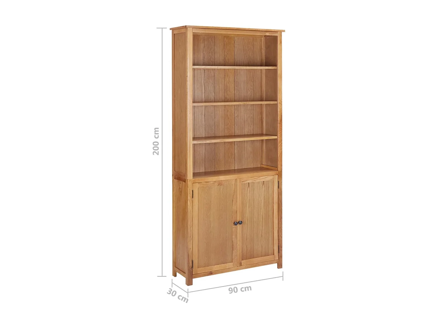 Bibliothèque avec 2 portes 90x30x200 cm Bois de chêne massif
