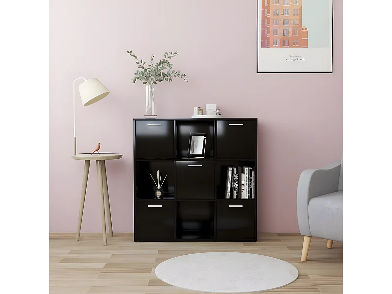 Bibliothèque Noir 90x30x90 cm Aggloméré