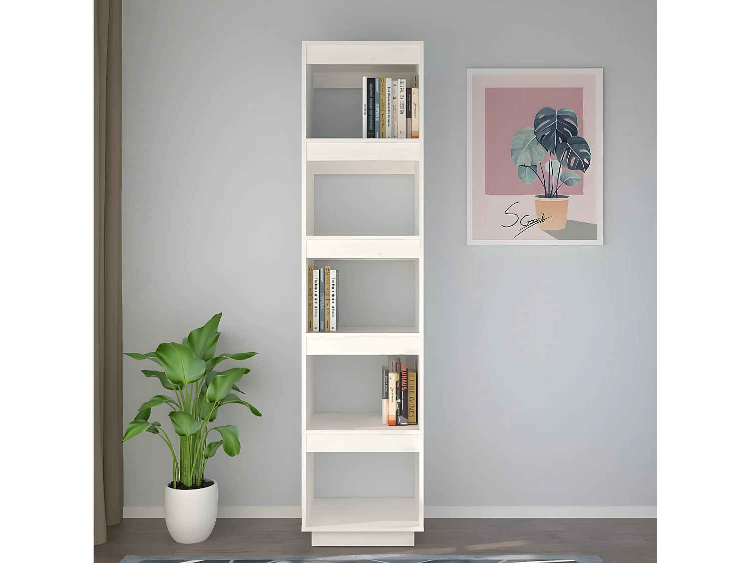 Bibliothèque/Séparateur de pièce Blanc 40x35x167 cm Pin solide
