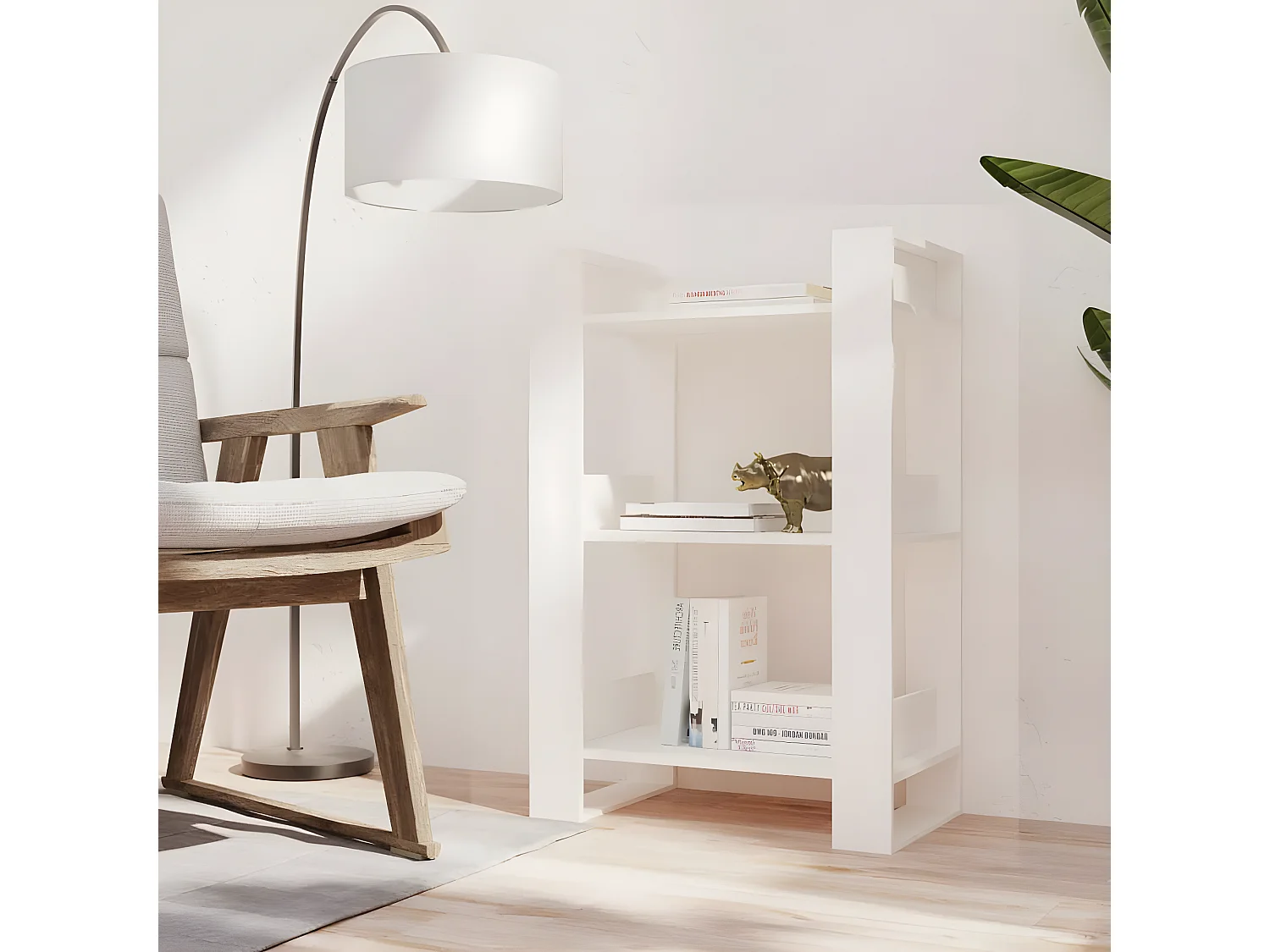 Bibliothèque/Séparateur de pièce Blanc 60x35x91 cm Pin solide