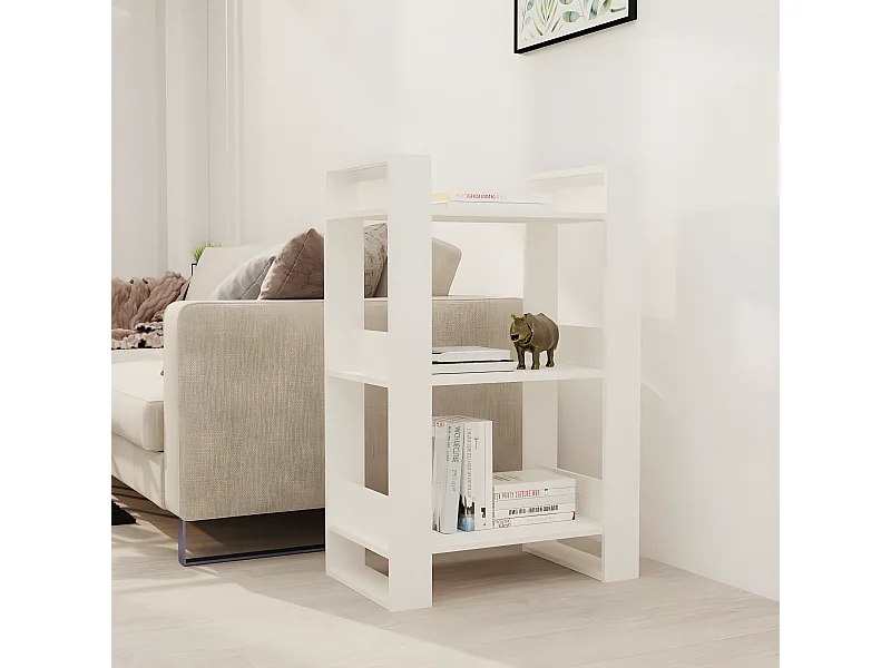 Bibliothèque/Séparateur de pièce Blanc 60x35x91 cm Pin solide