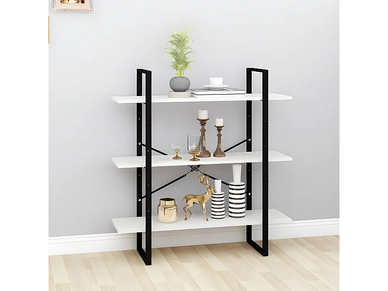 Estante com 3 prateleiras 100x30x105 cm pinho maciço branco