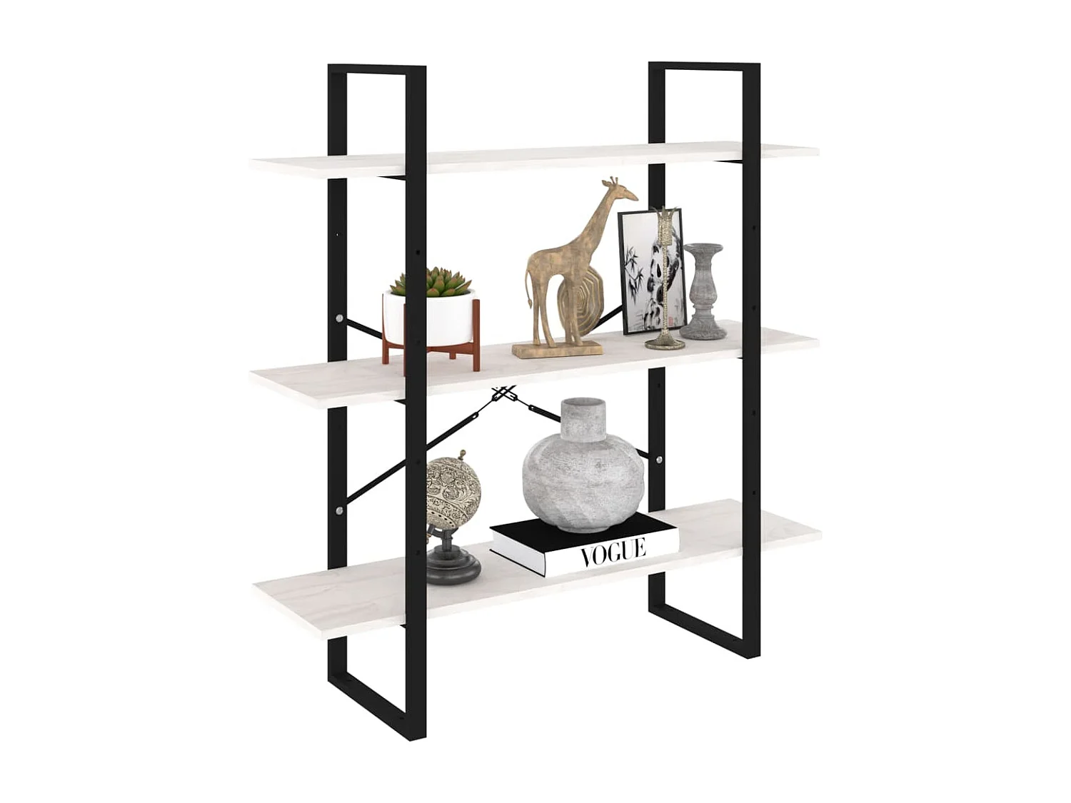 Bibliothèque à 3 niveaux Blanc 100x30x105 cm Bois de pin massif