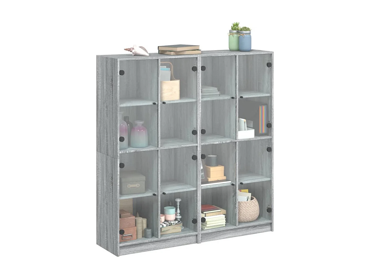 Estantería con puertas madera gris Sonoma 136x37x142 cm