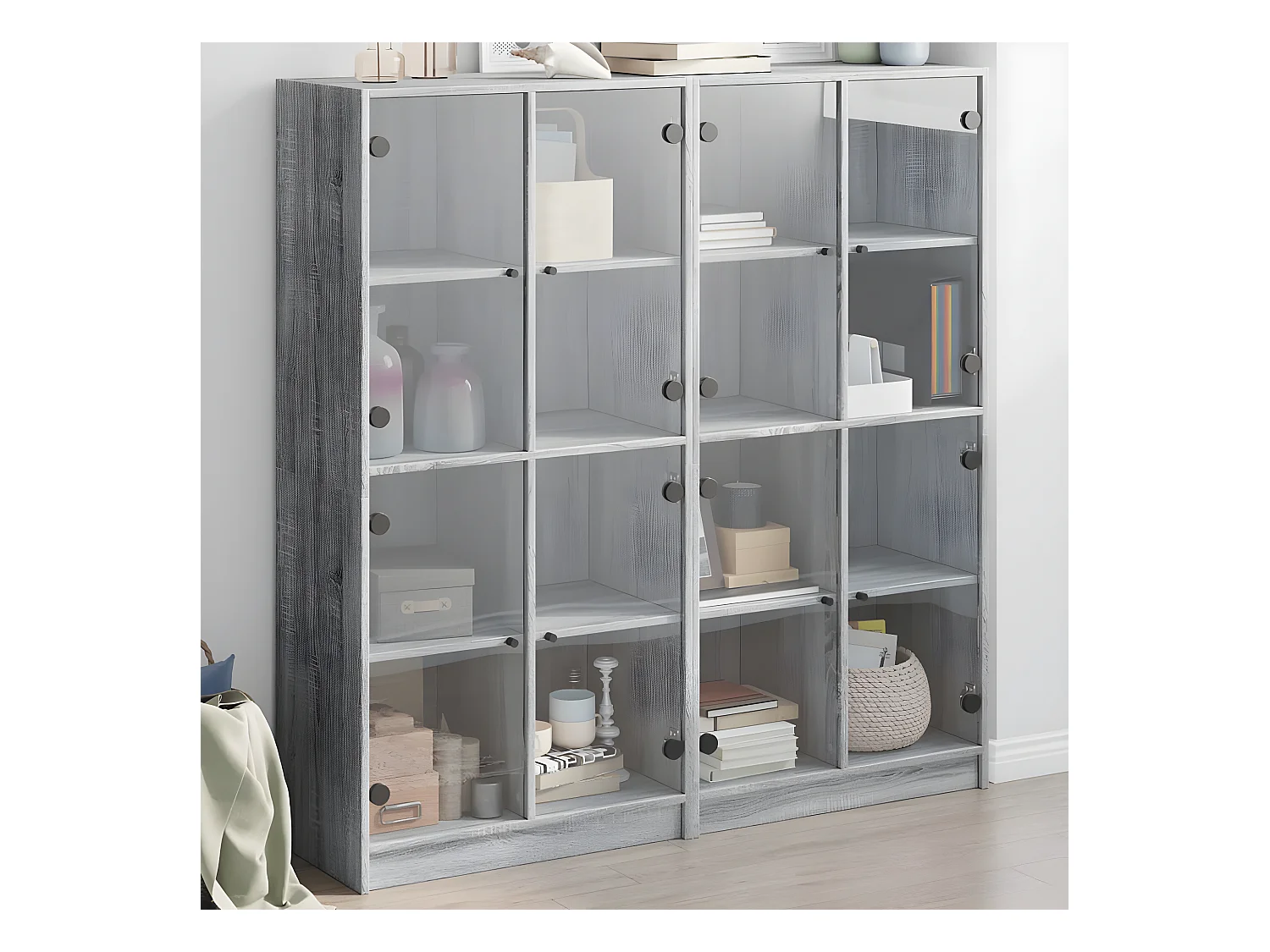 Bibliothèque avec portes sonoma gris 136x37x142 cm