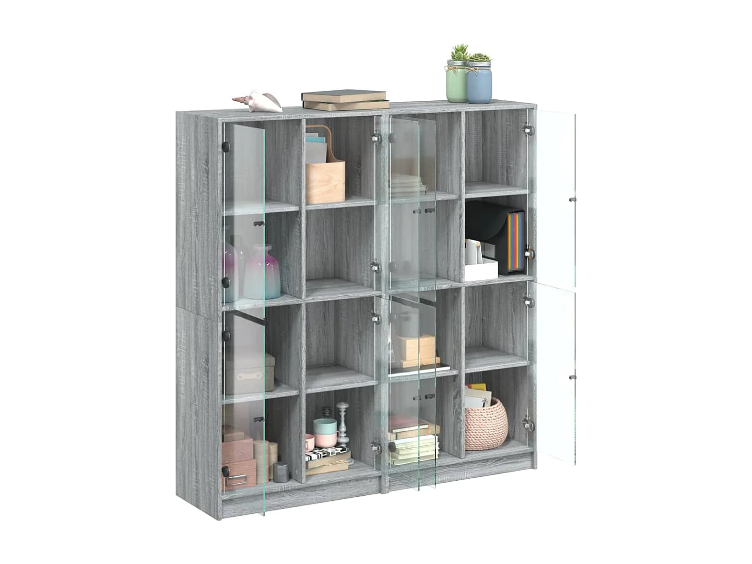 Bibliothèque avec portes sonoma gris 136x37x142 cm