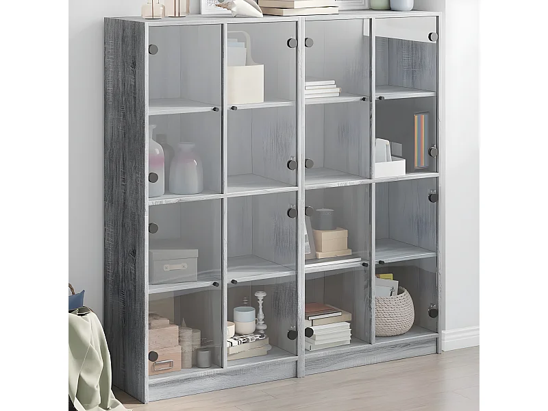 Bibliothèque avec portes sonoma gris 136x37x142 cm