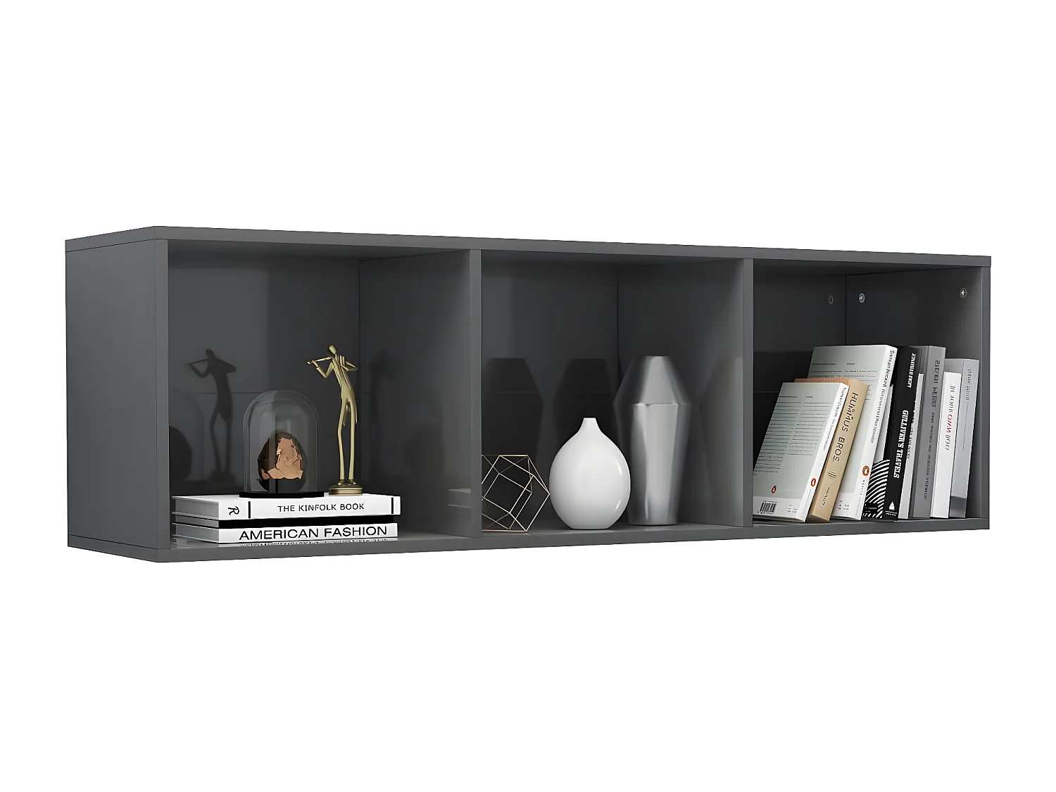 Boekenkast/tv-meubel 36x30x114 cm bewerkt hout hoogglans grijs