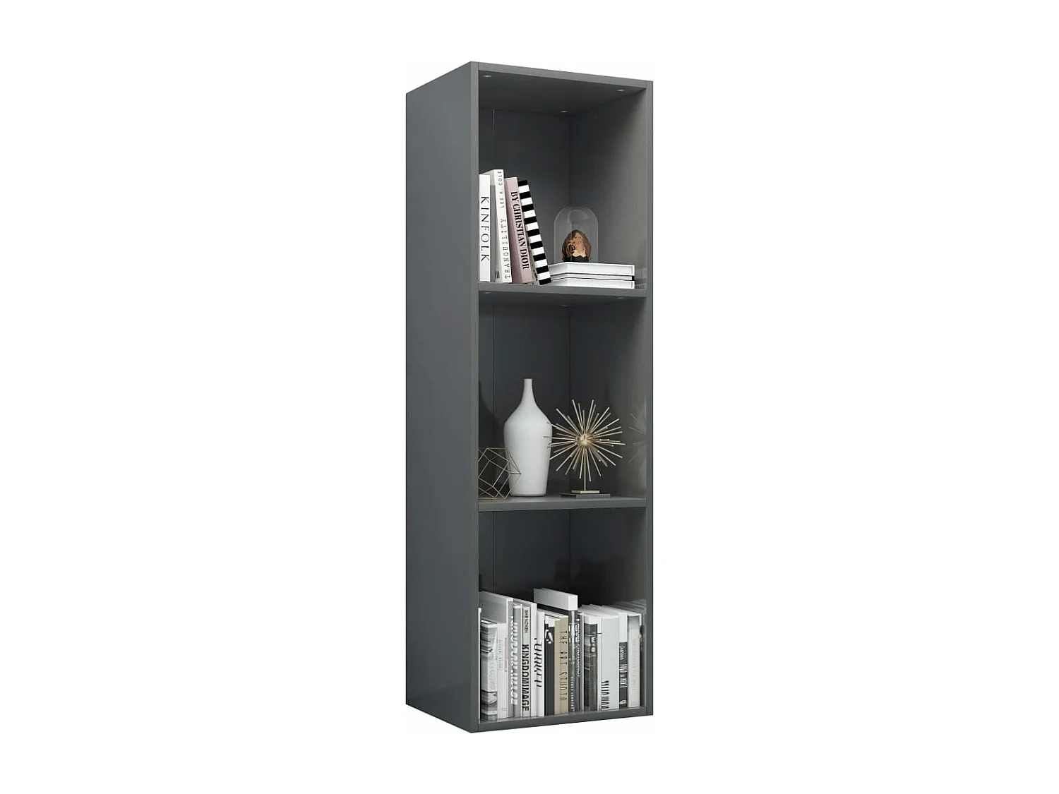 Boekenkast/tv-meubel 36x30x114 cm bewerkt hout hoogglans grijs