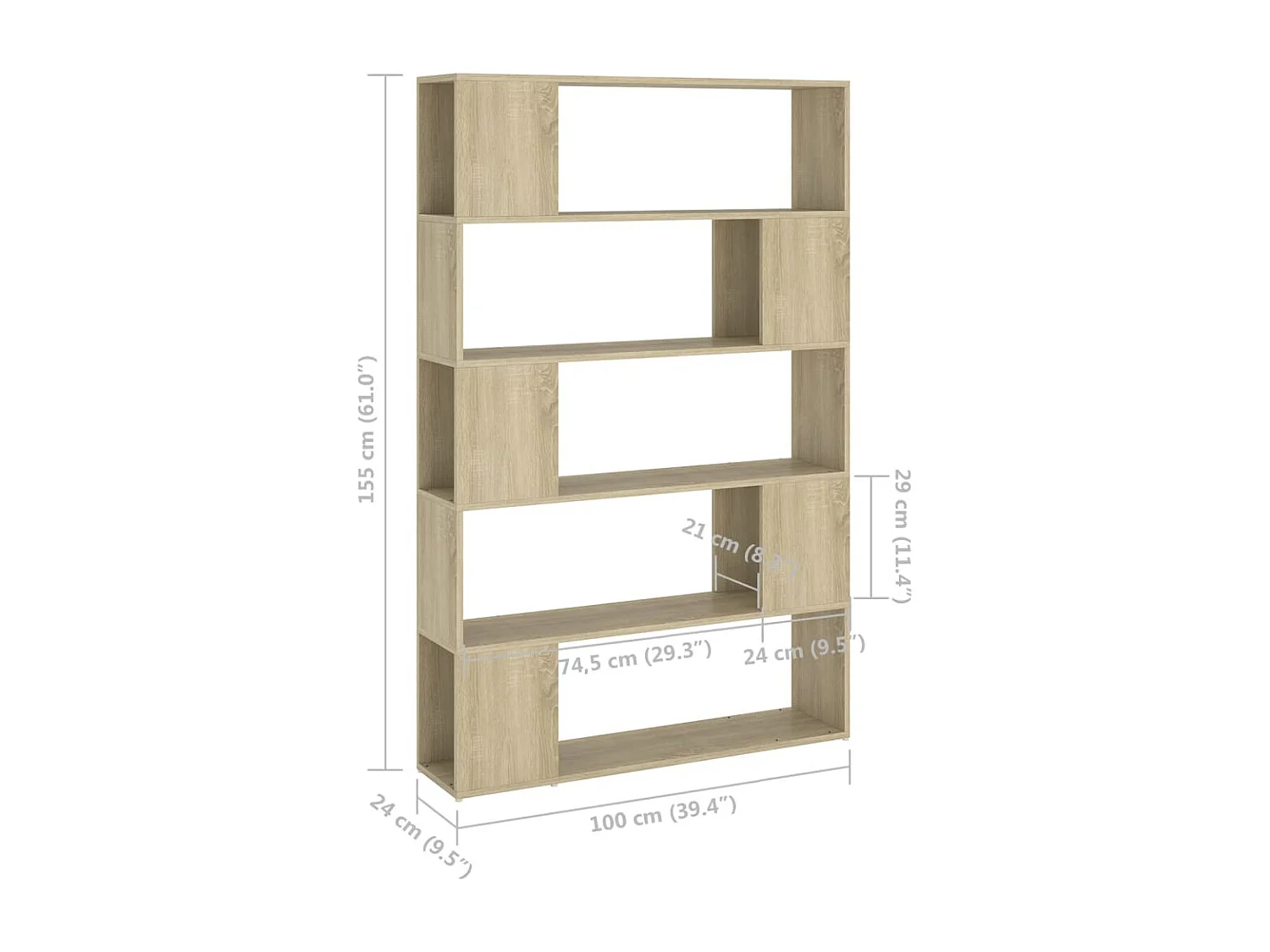 Bibliothèque/Séparateur de pièce Chêne sonoma 100x24x155 cm