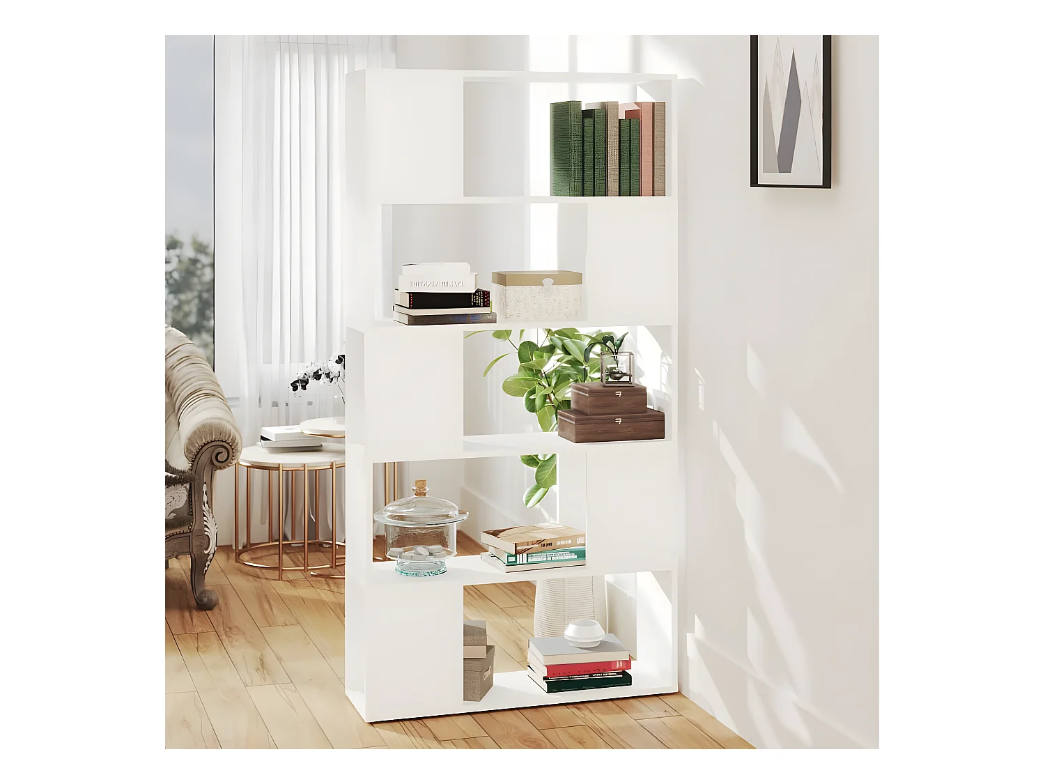 Bibliothèque/Séparateur de pièce Blanc 80x24x155 cm Aggloméré