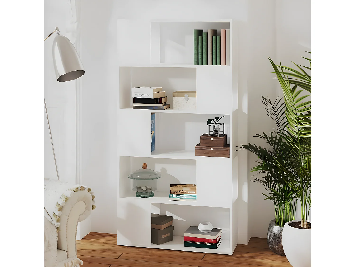 Bibliothèque/Séparateur de pièce Blanc 80x24x155 cm Aggloméré