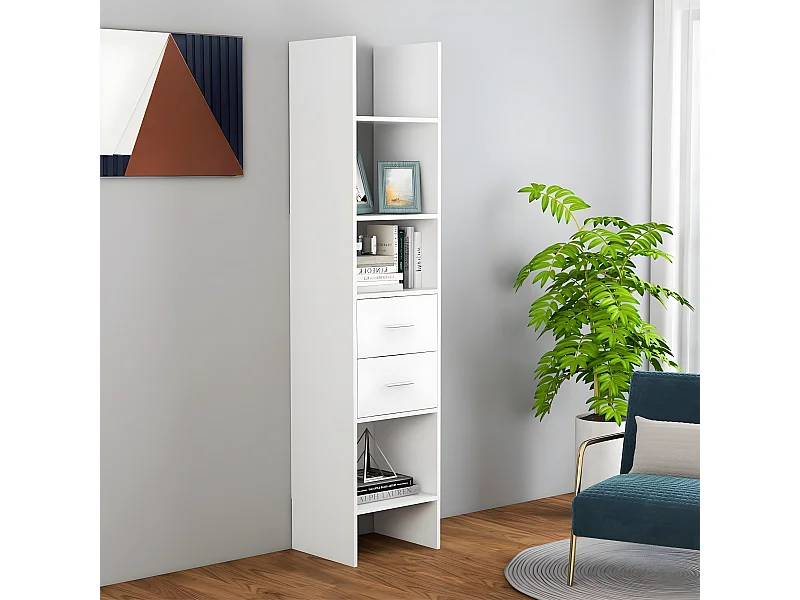 Boekenkast 40x35x180 cm bewerkt hout wit