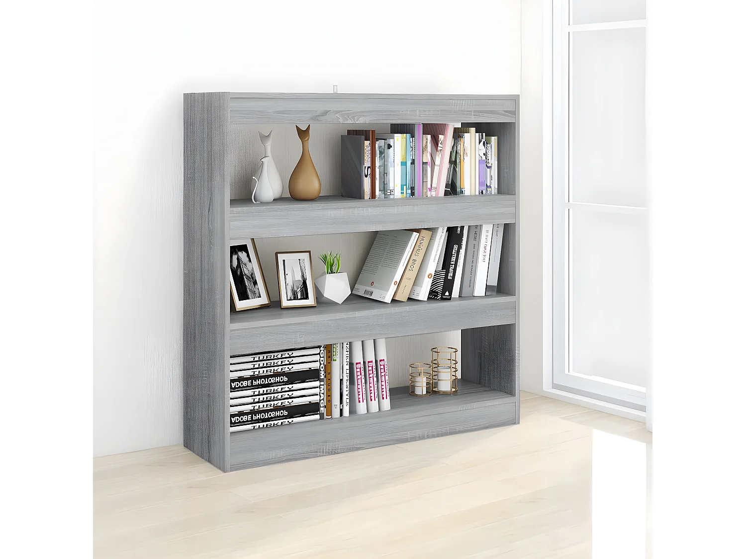 Bibliothèque/Séparateur de pièce Sonoma gris 100x30x103 cm