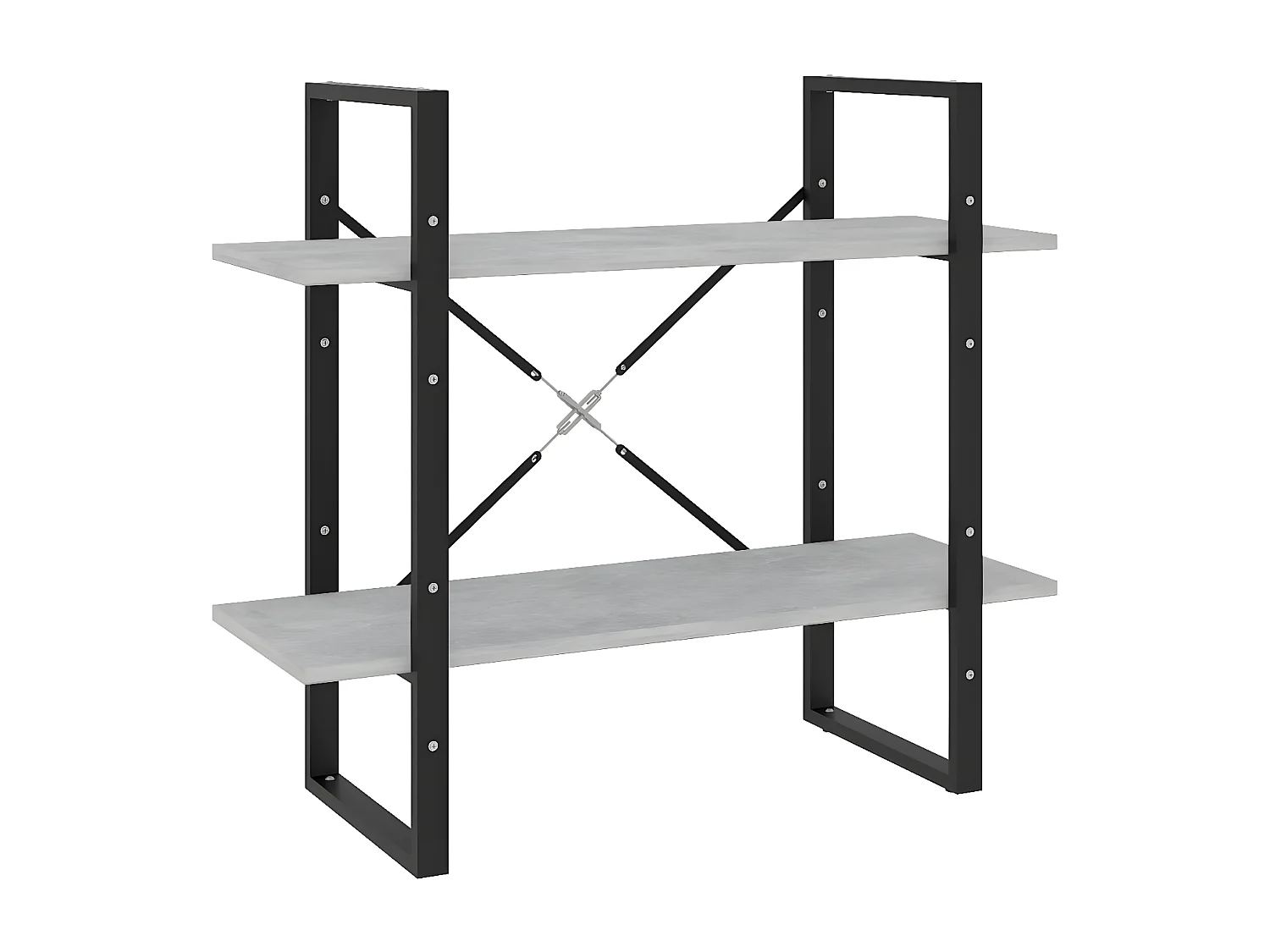 Bibliothèque à 2 niveaux Gris béton 80x30x70 cm Aggloméré