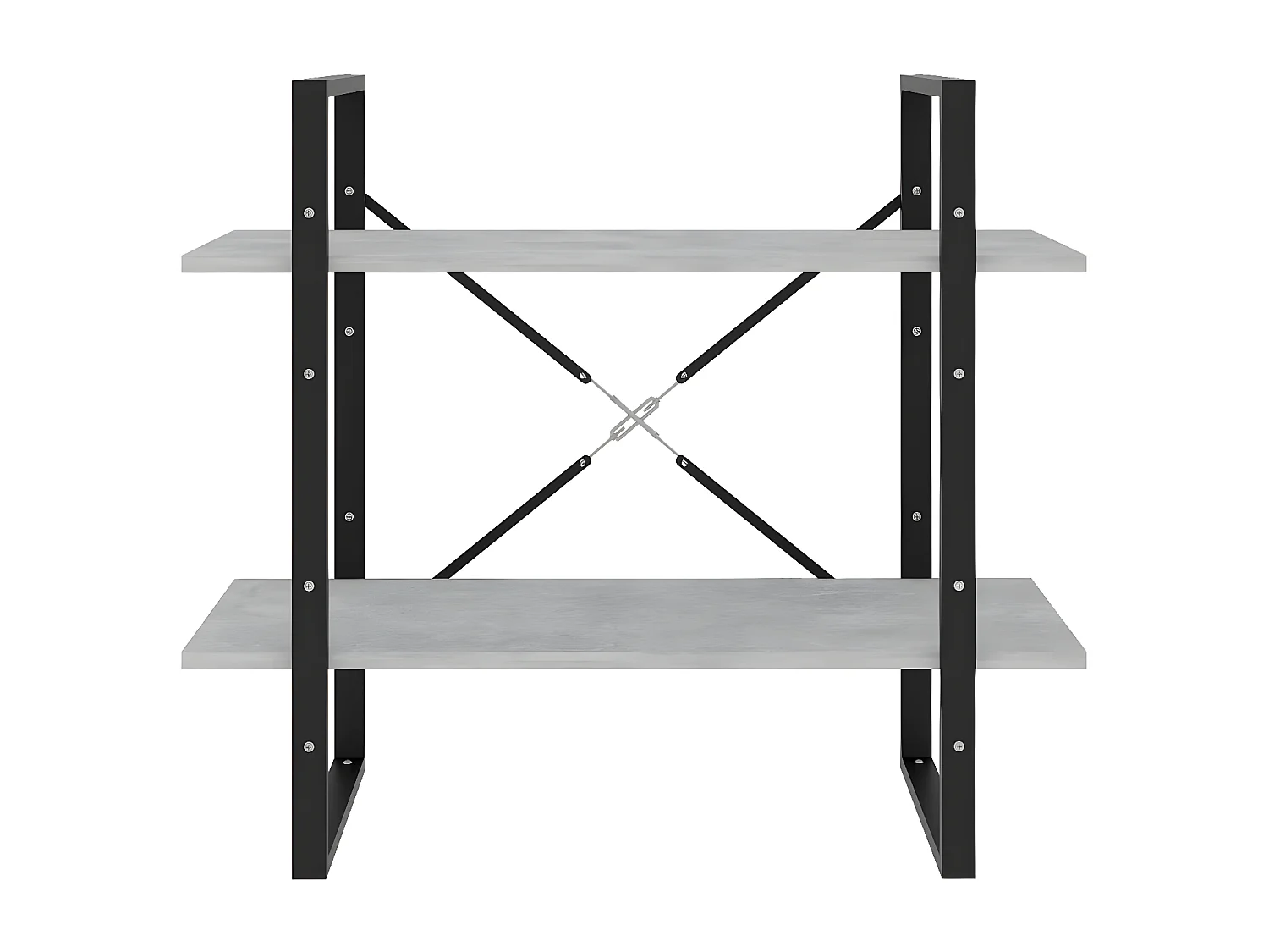 Bibliothèque à 2 niveaux Gris béton 80x30x70 cm Aggloméré