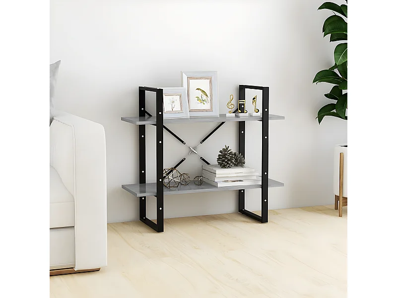 Estante 2 prateleiras 80x30x70cm contraplacado cinzento-cimento