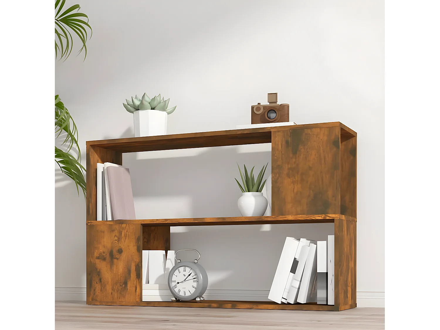 Estantería madera contrachapada color roble ahumado 100x24x63cm