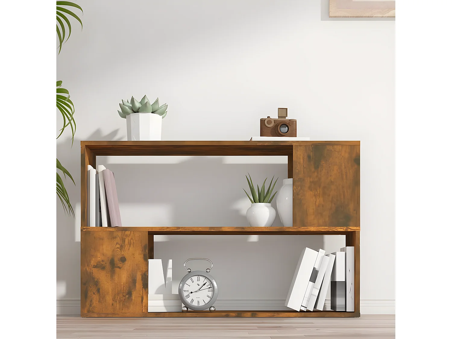 Estantería madera contrachapada color roble ahumado 100x24x63cm