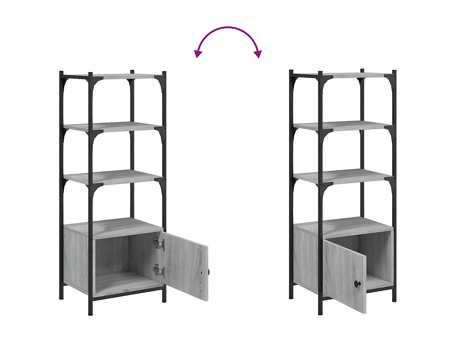 Librería 3 estantes madera ingeniería gris Sonoma 41x30x109,5cm