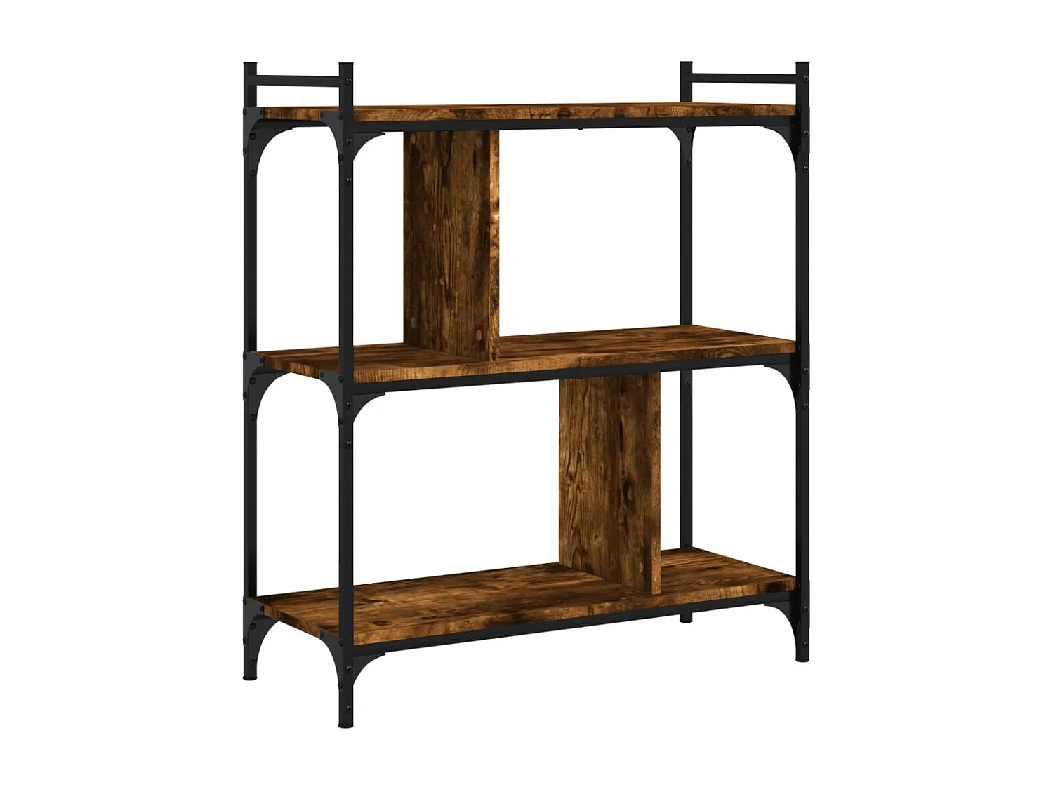 Bibliothèque 3 niveaux chêne fumé 76x32x88 cm bois d'ingénierie