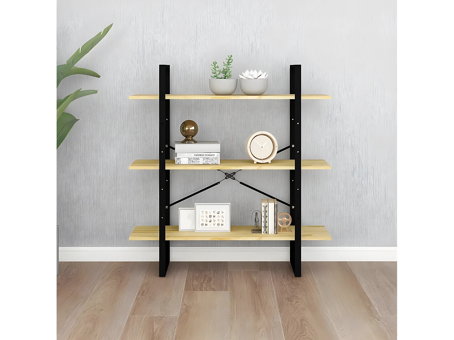 Estante com 3 prateleiras 100x30x105 cm pinho maciço