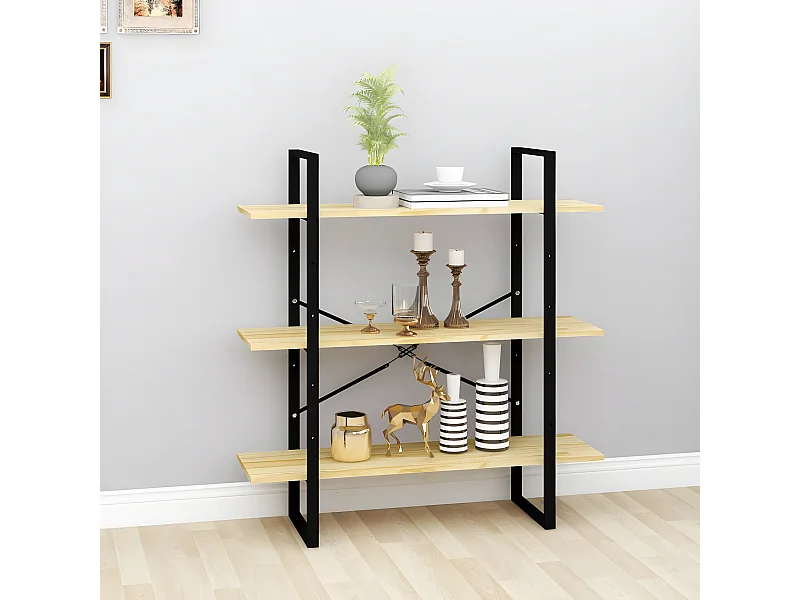 Estante com 3 prateleiras 100x30x105 cm pinho maciço