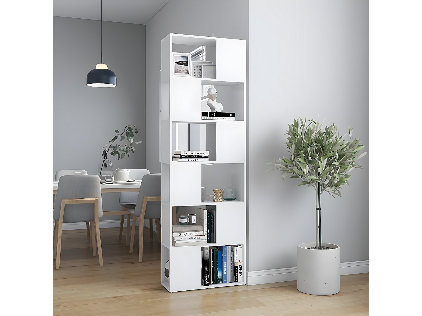 Bibliotheque En Forme De S Avec Etagere Sur Pied A 6 Niveaux Separateur De Piece Etagere De Rangement 70 X 24 X 189 Cm 88306207