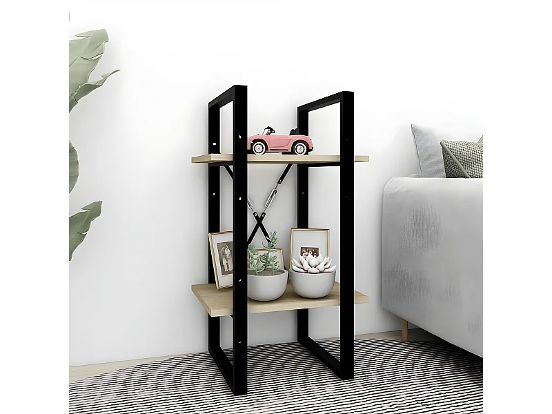 Bibliothèque à 2 niveaux Chêne sonoma 40x30x70 cm Aggloméré