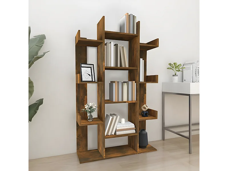 Bibliothèque Chêne fumé 86x25,5x140 cm Bois d'ingénierie