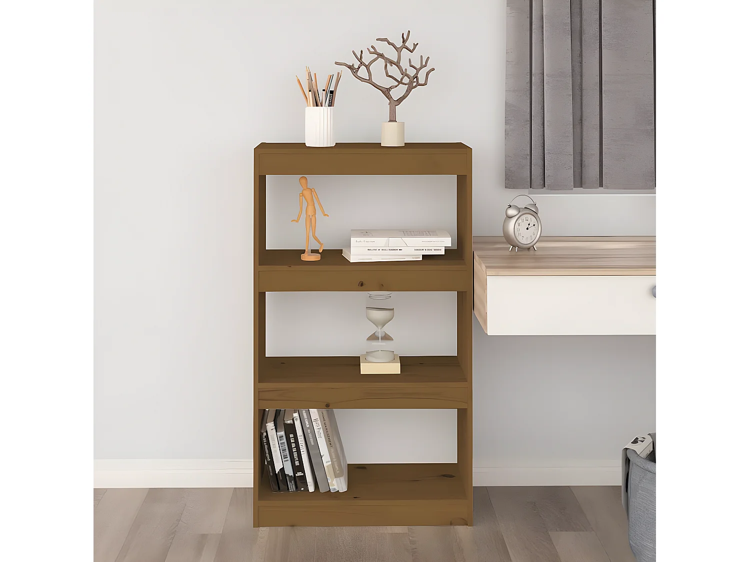 Bibliothèque/Séparateur de pièce Marron miel 60x30x103,5 cm Pin