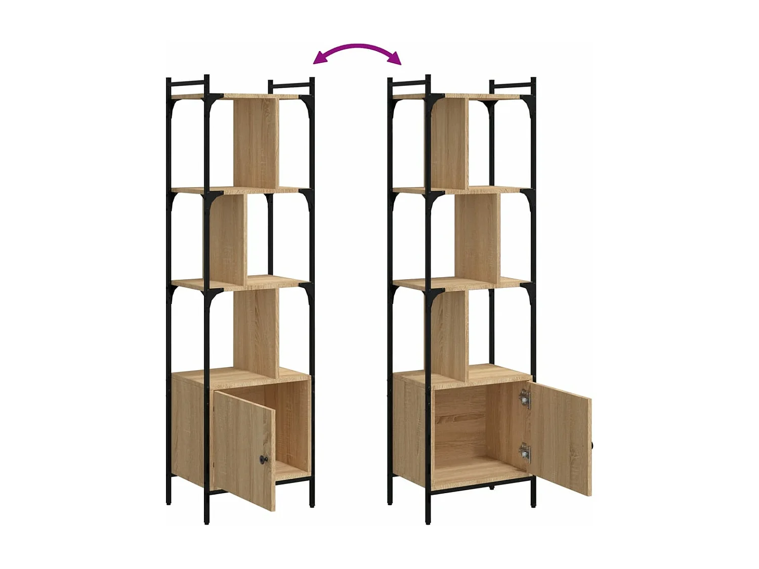 Bibliothèque avec porte chêne sonoma 44,5x30x154,5 cm