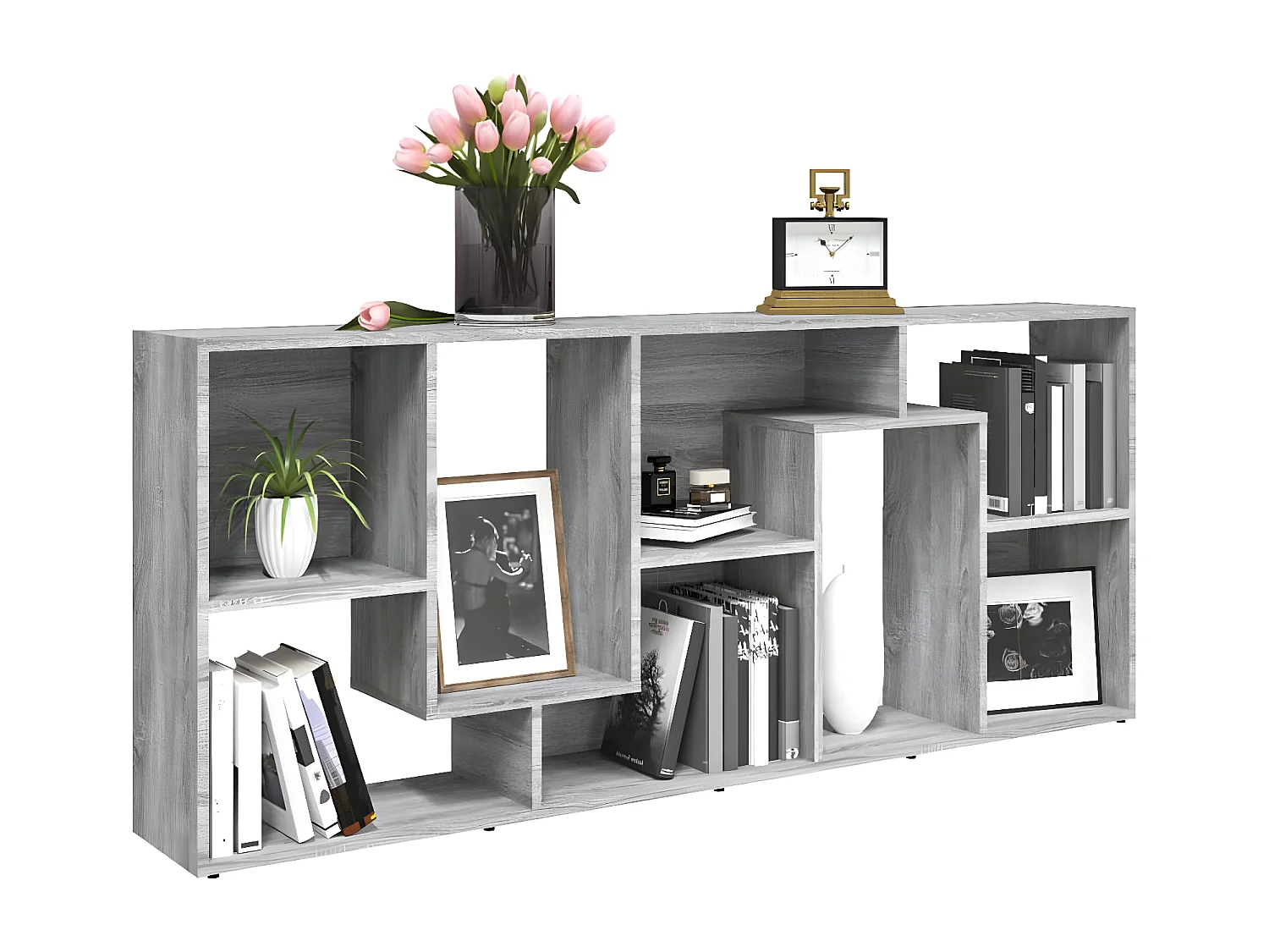 Bibliothèque Sonoma gris 67x24x161 cm Bois d'ingénierie