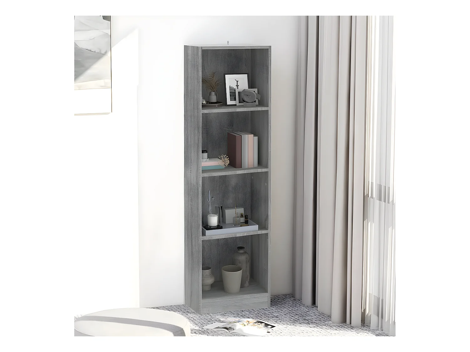 Bibliothèque 4 niveaux Sonoma gris 40x24x143 cm